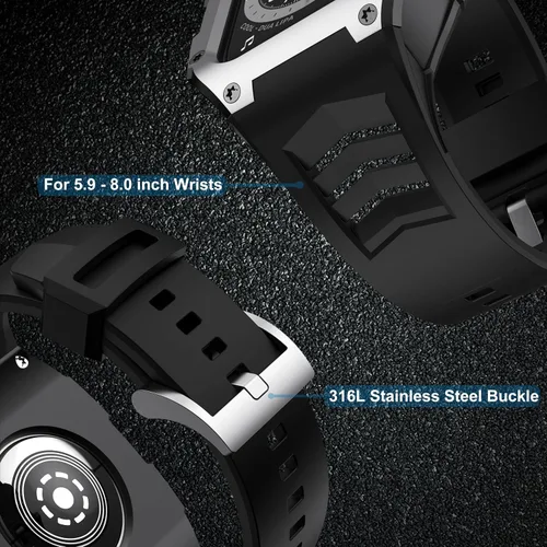 Vista 5 de Compatible con Correa de Reloj para Apple Watch de 44mm Correa Resistente para Hombre con Cubierta de Metal Inoxidable con Correa Militar a Prueba