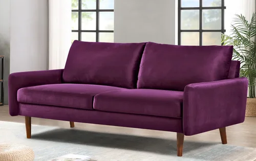 Vista 6 de Container Furniture Direct Kent - Sofá de terciopelo para salas de estar modernas y espacios compactos, cómodo sofá de 3 plazas, muebles de estudio