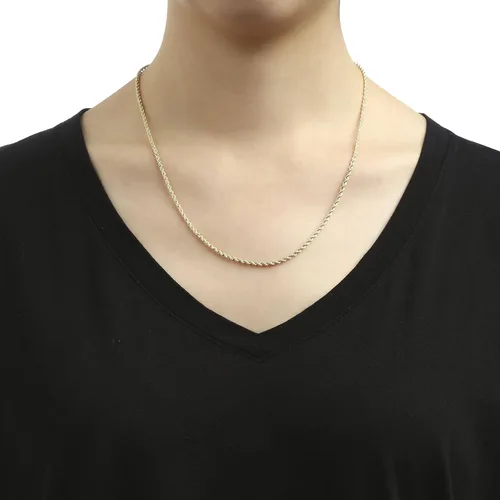 Vista 2 de Floreo 10k Yellow Gold 2mm Hollow Rope Chain Necklace with Lobster Claw Clasp