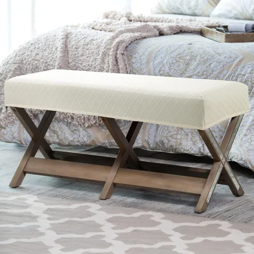 Vista 7 de Fuloon - Funda elástica de jacquard para banco de comedor, antipolvo, desmontable, funda para banco lavable, protector de cojín de asiento para Beige
