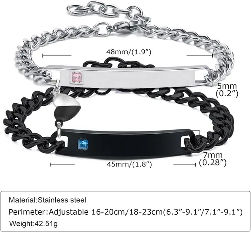 Vista 6 de MEALGUET - Pulseras magnéticas personalizadas para parejas de atracción mutua, pulseras de identificación trenzadas con nombre, conjunto de pulseras