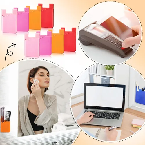 Vista 6 de Frienda 24 portatarjetas de teléfono adhesivo de silicona para la parte posterior del teléfono, funda adhesiva para tarjetas de crédito compatible
