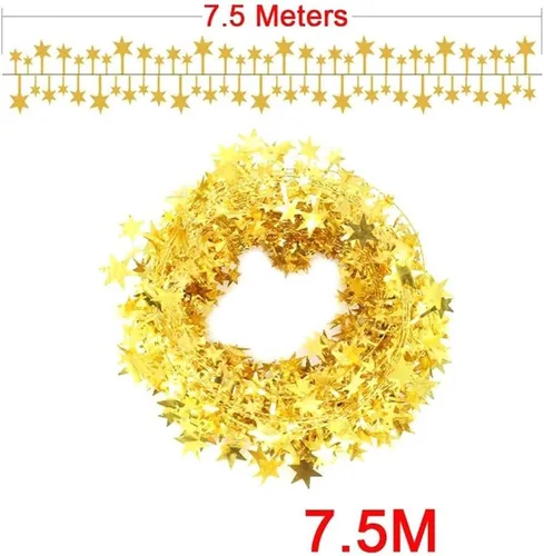 Vista 5 de Guirnalda de oropel brillante con alambre, guirnalda metálica de Navidad de estrella pequeña para árbol de Navidad, hogar, boda, fiesta, adorno Azul