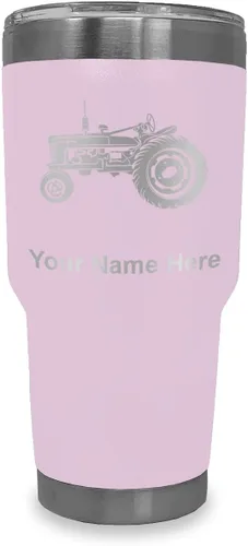 Vista 16 de LaserGram Vaso aislado al vacío de 20 onzas, Old Farm Tractor, grabado personalizado incluido (negro)