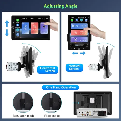 Vista 5 de Estéreo de coche con pantalla táctil Single Din de 10.4 pulgadas con Carplay inalámbrico y Android Auto, radio de coche ajustable con Bluetooth