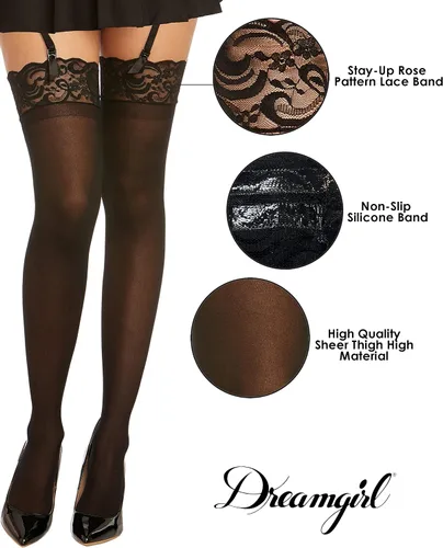 Vista 3 de Dreamgirl Lencería sexy de moda para mujer liga de encaje festoneado