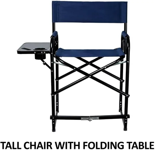 Vista 3 de Dura-Tech Silla alta plegable con mesa Comodidad estable elevada Duradera y resistente Comodidad acolchada Mesa plegable adjunta Capacidad