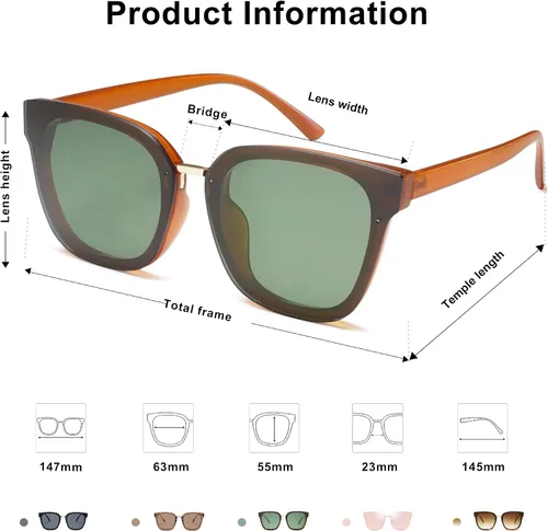 Vista 4 de SOJOS Gafas de sol cuadradas de gran tamaño para mujer diseño de Sunnies SJ2116
