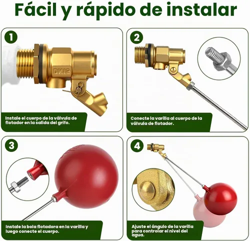 Vista 7 de Válvula de flotador de acero inoxidable para tanque de agua, válvula automática de control de nivel de agua con varilla ajustable, válvula