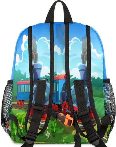 Vista 4 de Pardick Mochilas para niños y niñas, mochila escolar ligera para laptop o universidad, Zz coloridos trenes de vapor, Mochilas Daypack