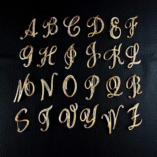 Vista 3 de Letter Brooch Pins Initial Rhinestone Brooch for Women Crafts Gold A-Z