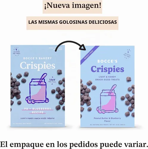 Vista 2 de Bocce's Bakery PB + Blueberry Crispies Golosinas para Perros Bajas en Calorías Sin Trigo, 10 oz