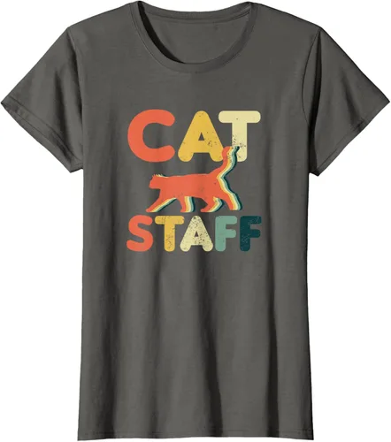 Vista 7 de Cat Servant Design Vintage Retro Staff Gift T-Shirt for Men Women
