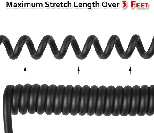 Vista 3 de Superbat Cable coaxial de extensión BNC de 75 ohmios HD-SDI HD-SDI BNC en espiral macho a macho para cámaras y equipos de video, compatible