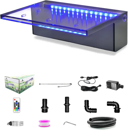 Vista 33 de Longrun Caja de cascada de estanque con kit de bomba, derrame de estanque de acero inoxidable 304 con bomba de 396 GPH 1500L/H para estanques, tira