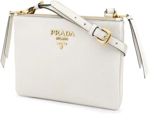 Vista 2 de Bandolera Prada Vitello Phenix de Piel Blanca 1BH046