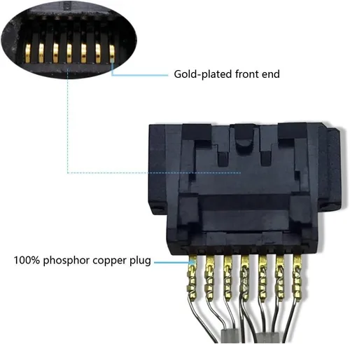 Vista 5 de Paquete de 2 cables SATA III de 90 grados en ángulo recto de 6.0 Gbps con pestillo de bloqueo de 32 pulgadas, amarillo