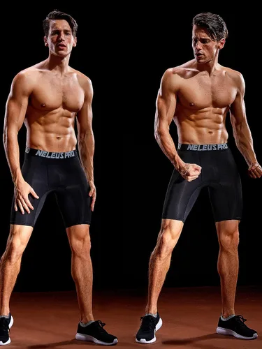 Vista 2 de NELEUS Paquete de 3 pantalones cortos de compresión para hombre