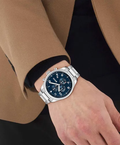 Vista 4 de BOSS Center Court Reloj cronógrafo de acero inoxidable para hombre, resistente al agua