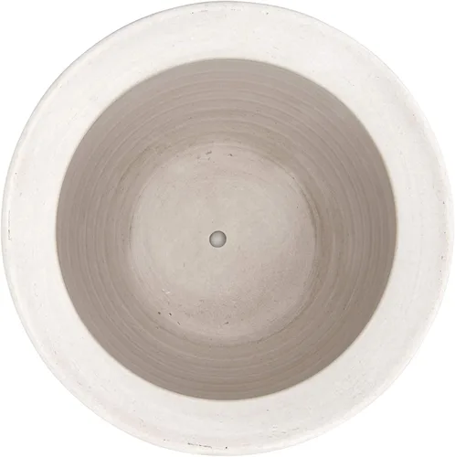 Vista 4 de Creative Co-Op - Maceta grande de cerámica blanca mate con relieve Blanco mate