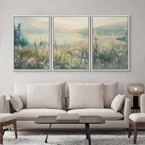 Vista 123 de SIGNWIN Lienzo enmarcado para pared, juego de arte de collage de hojas transparentes en blanco y negro, ilustraciones de naturaleza silvestre, arte