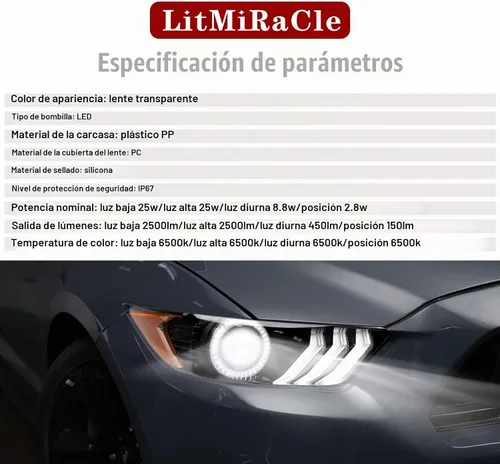 Vista 6 de Faros delanteros LED para Ford Mustang modelo HID/Xenon 2015