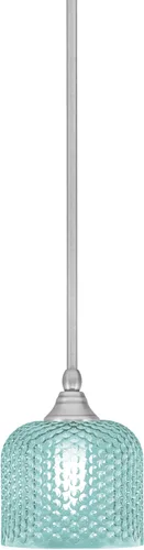 Vista 166 de Toltec Lighting Tallo Colgado Mini colgante, acabado de cobre negro, 3.5" cuadrado humo burbuja vidrio