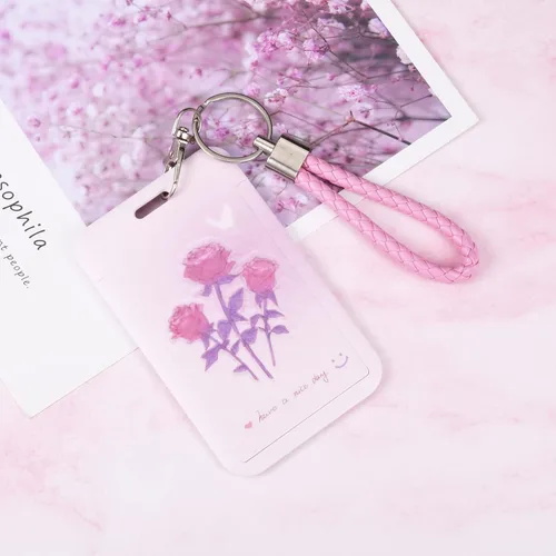 Vista 7 de Llavero con tarjetero de identificación con llavero de metal, diapositiva de plástico abierta con ventana de identificación para mujeres, hombres