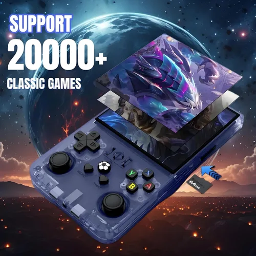 Vista 3 de Nueva actualización 2025 R36MAX consola de juegos de mano retro, consola de videojuegos IPS de 4.0 pulgadas con tarjeta TF de 64 GB más de 20000
