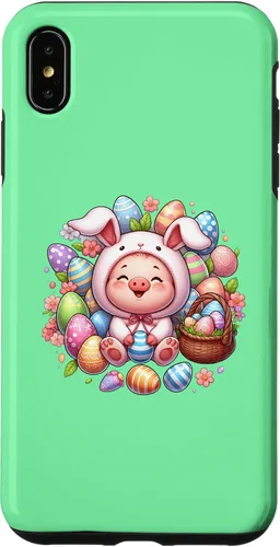 Vista 7 de iPhone 15 Easter Pig in a Easter Bunny Costume Case