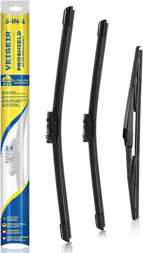 Vista 16 de Paquete de 3 plumas limpiaparabrisas delanteros y traseros para automóviles, calidad original de fábrica, 20 pulgadas, 20 pulgadas, 12 pulgadas