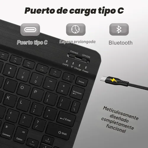 Vista 6 de Funda de teclado para Samsung Galaxy Tab S10 Lite / S10 FE / S9 FE / S9 10.9-11 pulgadas - Ratón y teclado desmontable, funda protectora delgada