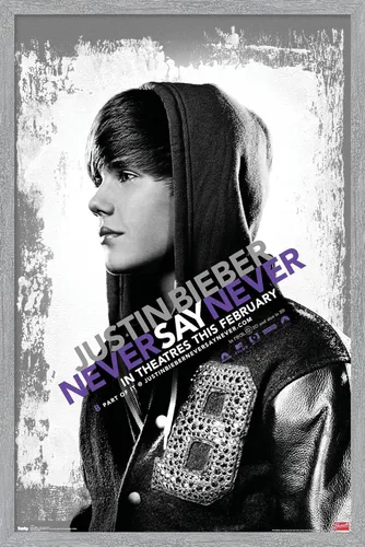 Vista 14 de Trends International Justin Bieber - Póster de pared con texto en inglés "Never Say Never Say Never", 14.725 x 22.375 pulgadas, versión enmarcada