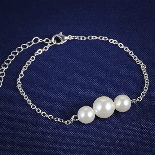 Vista 9 de Pulseras brazalete, moda mujer brillante imitación perla encanto pulsera cadena ajustable brazalete joyería - oro, Bambú