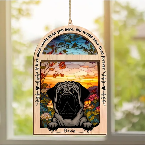 Vista 275 de LOVELYPOD Adorno de Navidad personalizado de sabueso afgano, atrapasoles con nombre, regalos de pérdida de mascotas, regalos para amantes