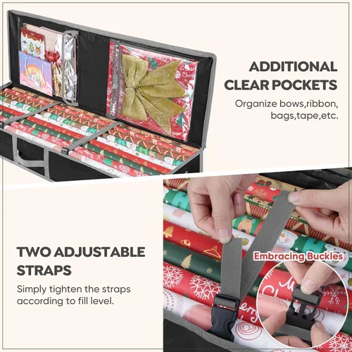 Vista 2 de BALEINE SOFT Bolsa de almacenamiento para papel de regalo de Navidad, bolsa de almacenamiento de papel de regalo de 40" duradera de PE