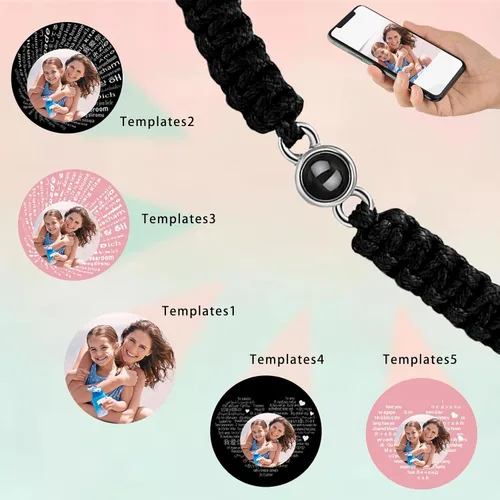 Vista 2 de JUBOPE Pulseras personalizadas con fotos, pulsera de proyección con imagen en el interior, pulsera con imagen personalizada, regalo conmemorativo