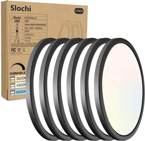 Vista 20 de Paquete de 2 lámparas LED de techo empotradas, 3000K-4000K-6500K y equivalente a 100W, lámpara de techo empotrada moderna para cocina de 15W