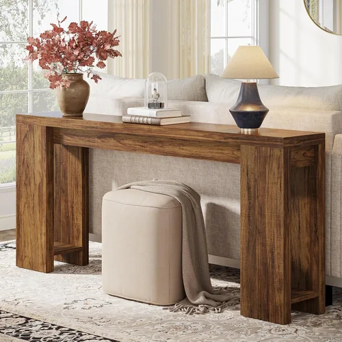 Vista 4 de Tribesigns Mesa Consola Extra Larga de 70.9 Pulgadas, Mesa de Sofá de Madera Estilo Granja Detrás del Sofá, Mesa Auxiliar Estrecha de Entrada