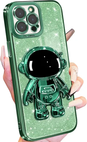 Vista 14 de Buleens Funda para iPhone 11 Pro Max Astronauta, Fundas Transparentes para iPhone 11 ProMax con Papel con Purpurina y Soporte de Astronauta, Mujeres