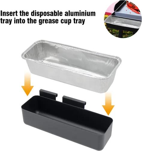 Vista 4 de BBQ-PLUS Recogedor de grasa para parrillas de chef de campamento con 20 revestimientos desechables para tazas de grasa, tazas de grasa/papel