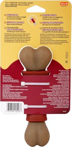 Vista 9 de Hartz Chompathon Diamondbite - Juguete masticable para perros masticadores agresivos, doble capa con sabor a pollo y mantequilla de maní