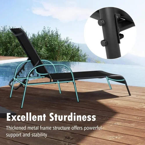 Vista 8 de HAPPYGRILL Sillón de patio, tumbona plegable para exteriores con respaldo ajustable, silla reclinable para tomar el sol, silla de bronceado de playa