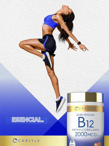 Vista 6 de Carlyle B12 Vitamina 2000 mcg 240 tabletas de disolución rápida Metilcobalamina sublingual Sabor a bayas Suplemento vegetariano, sin OMG