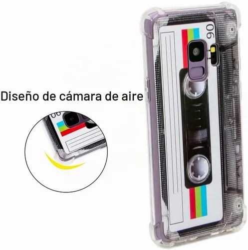 Vista 4 de FAteamll Funda para Galaxy S9 con esquinas reforzadas TPU suave parachoques retro cassette cinta caso compatible con Samsung Galaxy S9