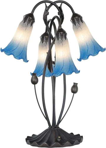 Vista 13 de Bieye L10849 Lámpara de mesa de acento de vidrio soplado con flor de lirio para decoración de sala de estar/dormitorio (1 luz, púrpura)