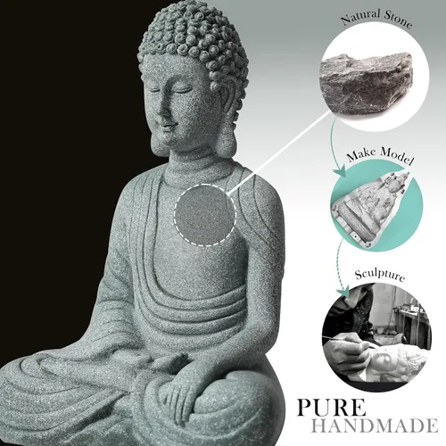 Vista 5 de Pequeña estatua de Buda para el hogar - Figura de meditación sentada de Buda hecha a mano de piedra, Buddah, Buda, Budda, estatua de Buda bebé