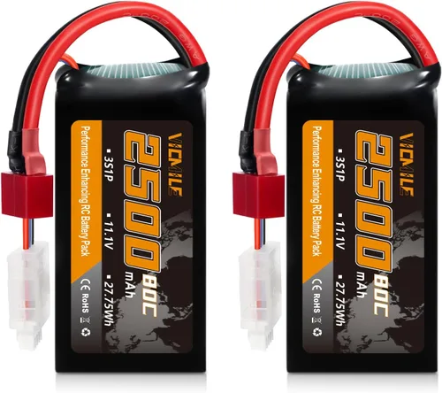 Vista 8 de 3S Lipo Batería 2500mAh 11.1V 80C Alta tasa de descarga Shorty Pack Baterías RC con XT60 Plug Fit para RC Avión FPV Quadcopter Helicóptero Drone