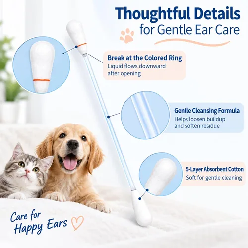 Vista 2 de MESINURS 2-in-1 Pet Ear Cleaning Cotton Swabs, Dual-Ended Soft Tips,1 Box