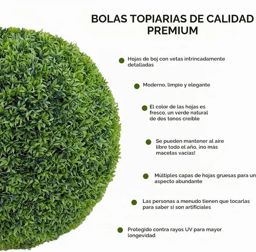 Vista 4 de 365 Curb Appeal Juego de 2 bolas topiarias grandes (mejor que un boj)